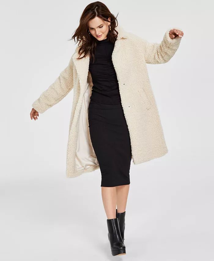 Women's Notch-Collar Teddy Coat, Created for Macy's | Macys (US)