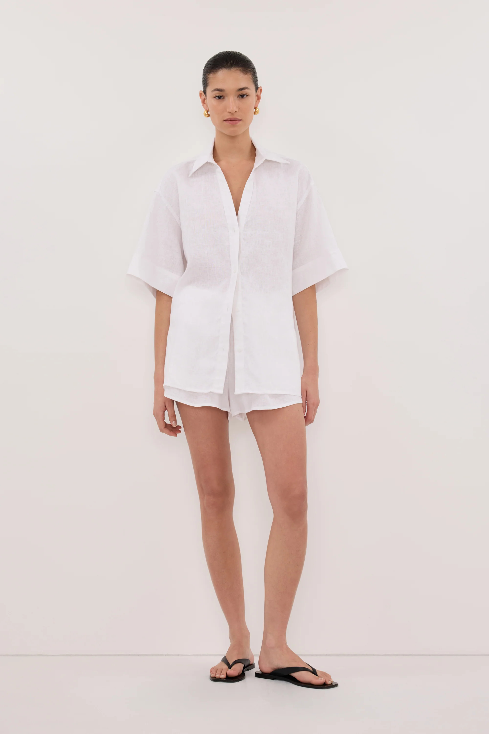 HELENA WHITE LINEN SHIRT | DISSH