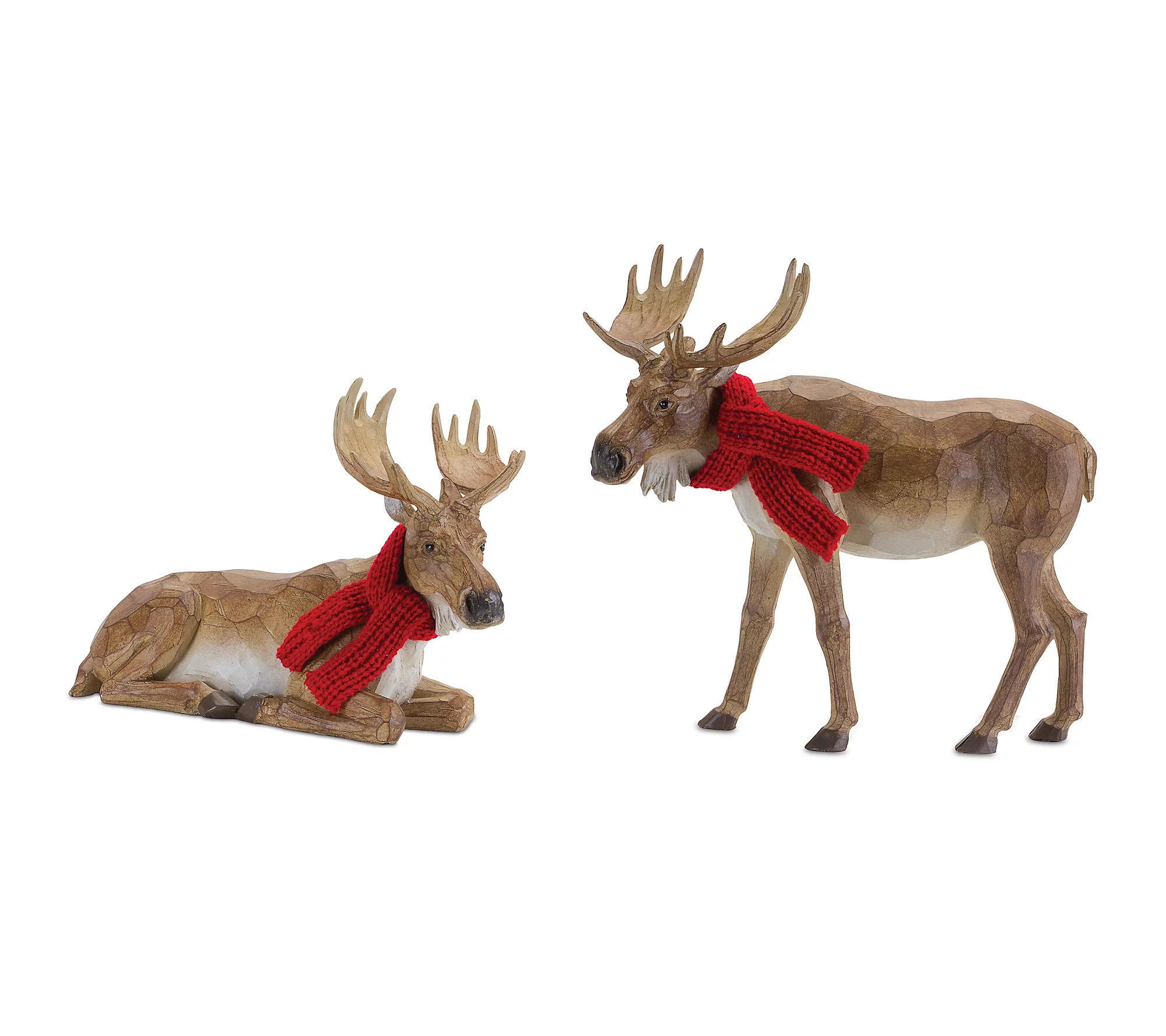 Melrose Carved Winter Moose with Scarf (Set of ) | QVC