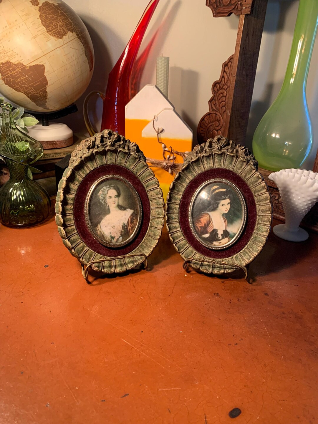 Vintage Cameo Creations Lady Hamilton (G. Romney) Lady Dover (T. Lawrence) Lot of 2 Oval Pictures | Etsy (US)