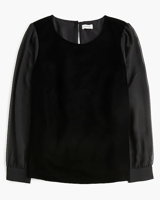 Velvet puff-sleeve top | J.Crew Factory