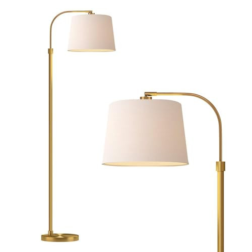 Oneach 62" Gold Floor Lamp for Living Rooms Tall Arc Standing Lamps for Bedrooms Industrial Corner Nursery Girls Kid Vintage Mid-Century Modern Reading Light Office Antique Brass Shade Lantern | Amazon (US)