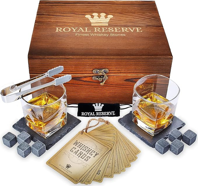 Royal Reserve Whiskey Stones Gift Set Artisan Crafted Chilling Rocks Scotch Bourbon Glasses and S... | Amazon (US)