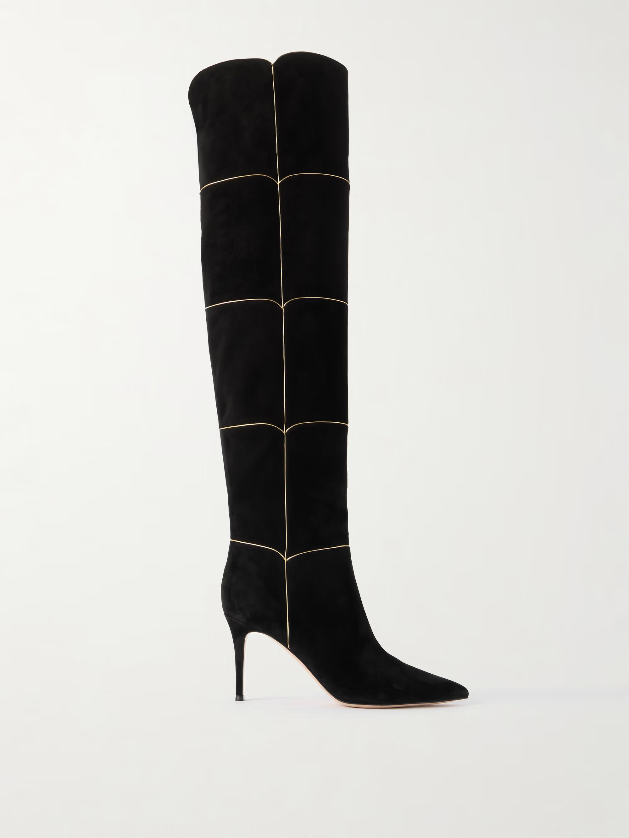Clarice 85 metallic leather-trimmed suede over-the-knee boots | NET-A-PORTER (US)