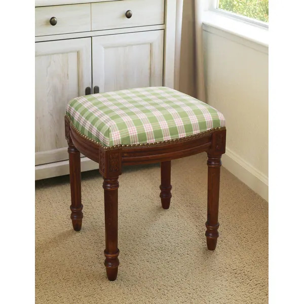 Green and Pink Plaid Vanity Stool - Bed Bath & Beyond - 30658853 | Bed Bath & Beyond
