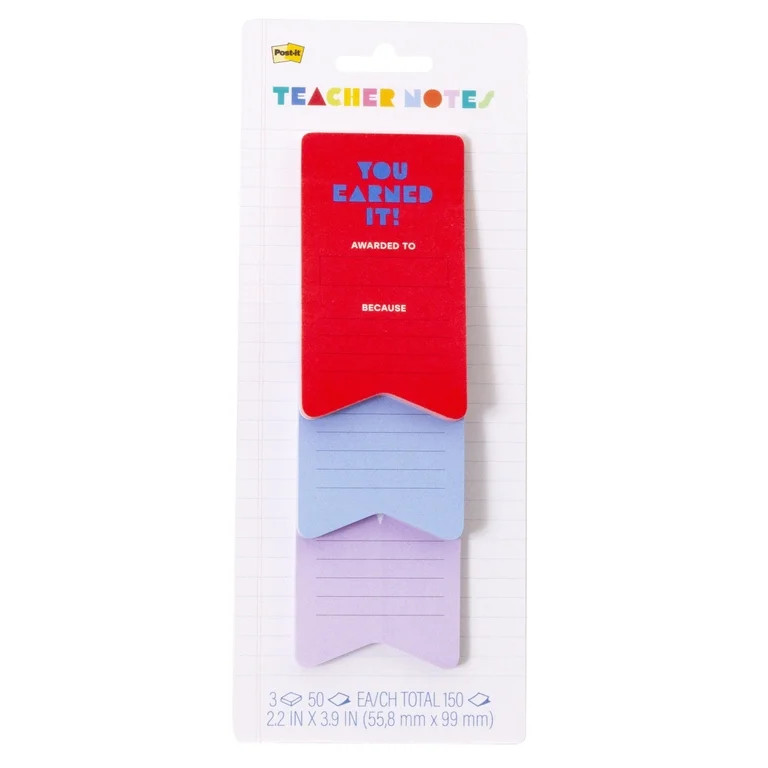 Post-it Sticky Teacher Notes, Back to School Supplies, 2.2 in. x 3.9 in., 3 pads, 50 Sheets per P... | Walmart (US)