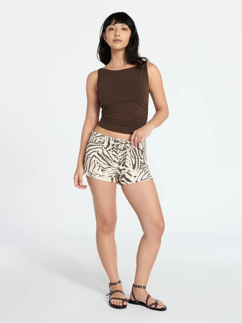 No Boundaries Festival Boho Lace Up Denim Shorts, 2.5" Inseam, Women's XXS-XXL | Walmart (US)
