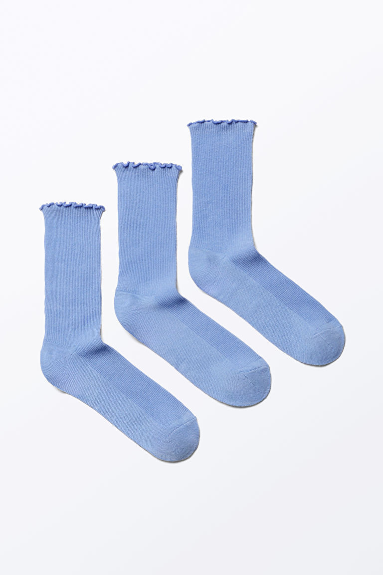 3-pack Frill Socks - Blue - Monki GB | Monki