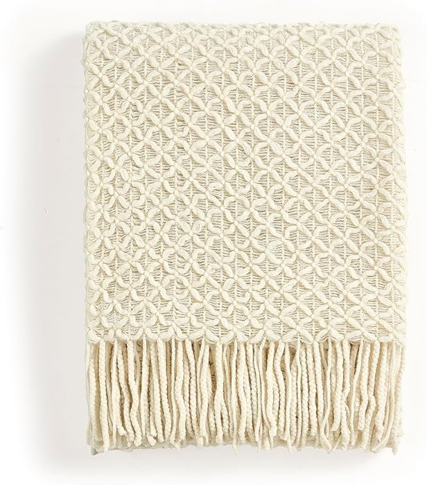 CREVENT Farmhouse Boho Knitted Throw Blanket for Couch Sofa Chair Bed Home Decoration, Soft Warm ... | Amazon (CA)