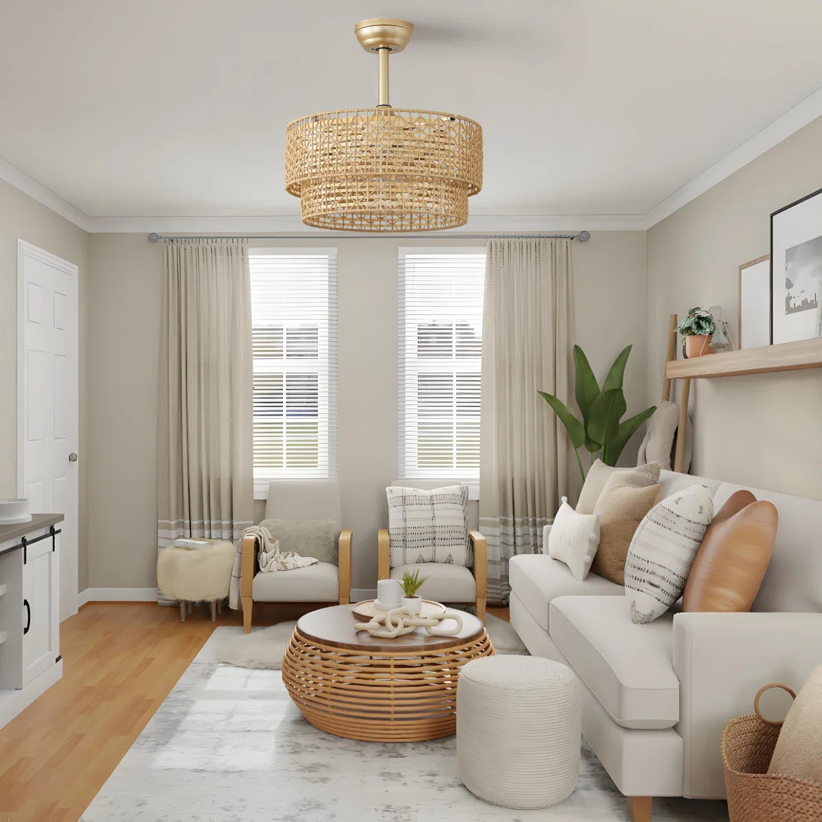 Bay Isle Home™ Bocangria 19'' Boho Rattan Caged Ceiling Fan With Light Kit And Remote Control &... | Wayfair North America