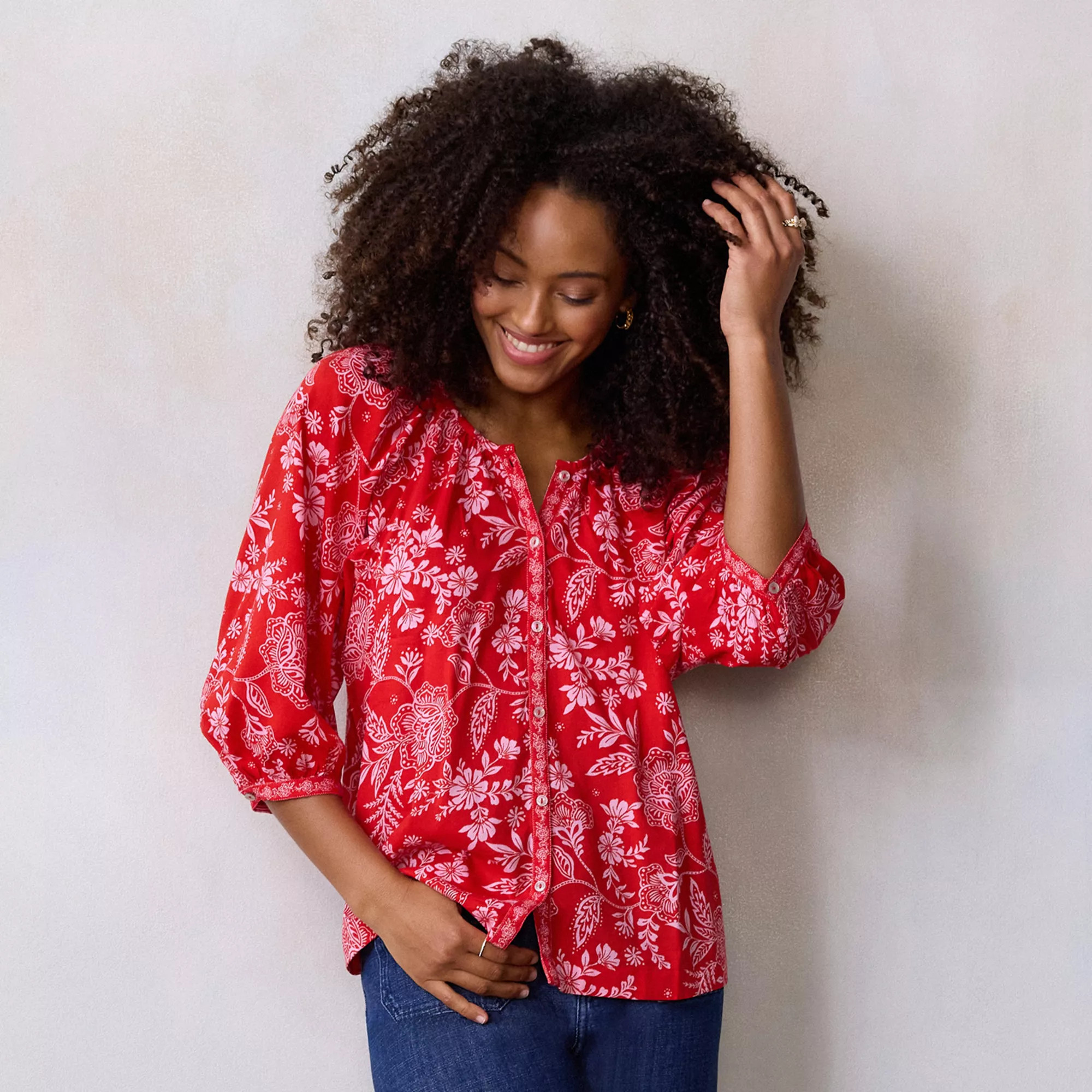 Women's LC Lauren Conrad Raglan Sleeve Button-Front Peasant Top | Kohl's