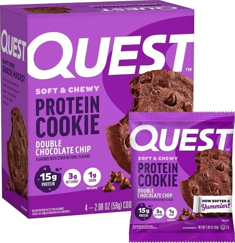 Amazon.com: Quest Nutrition Double Chocolate Chip Protein Cookie, 15g Protein, 4 Count | 1g Sugar... | Amazon (US)