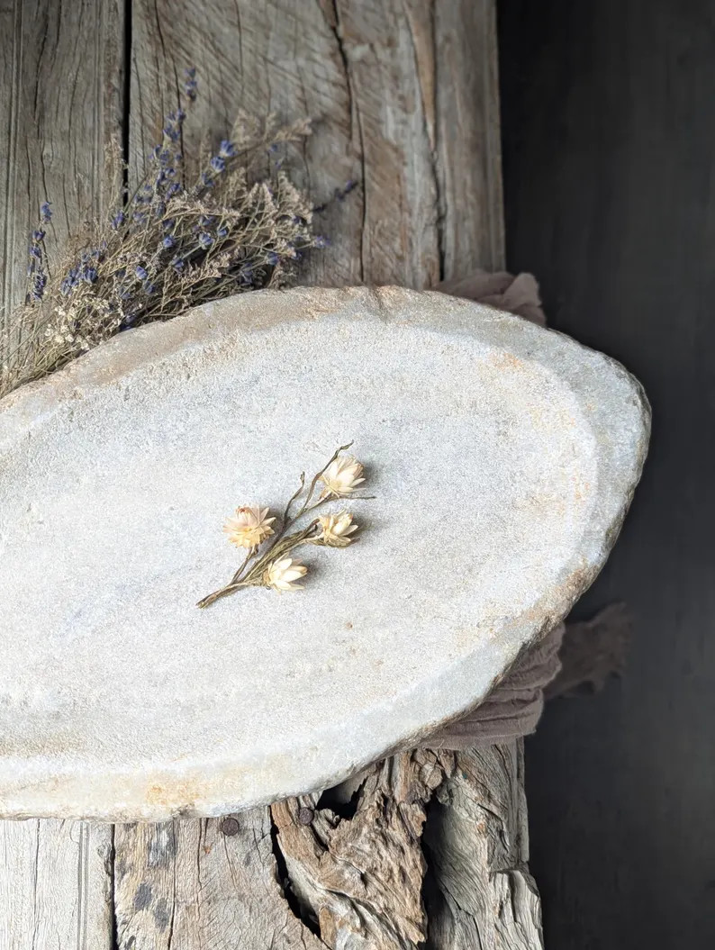 Large White Vintage Stone Bowl - Etsy | Etsy (US)