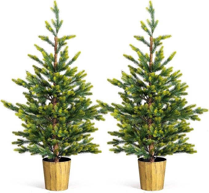 VINGLI 4ft Artificial Trees, Small PE Xmas Trees w/Plastic Pots, 119 Branch Tips Each, Perfect Sy... | Amazon (US)