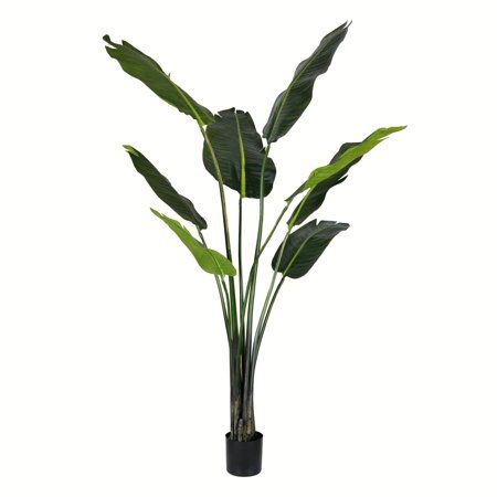 Vickerman Everyday 5 Artificial Potted Travellers Palm Tree with 8 Leaves and 4 beautiful flowers -  | Walmart (US)