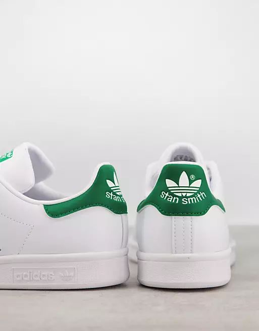 adidas Originals Stan Smith leather sneakers in white with green tab | ASOS (Global)