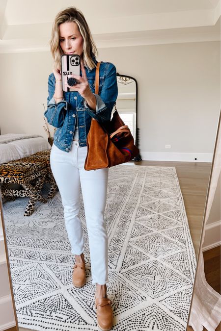 Casual fall outfit idea. I love this structured jean jacket and white denim. 

#LTKbeauty #LTKstyletip #LTKSeasonal
