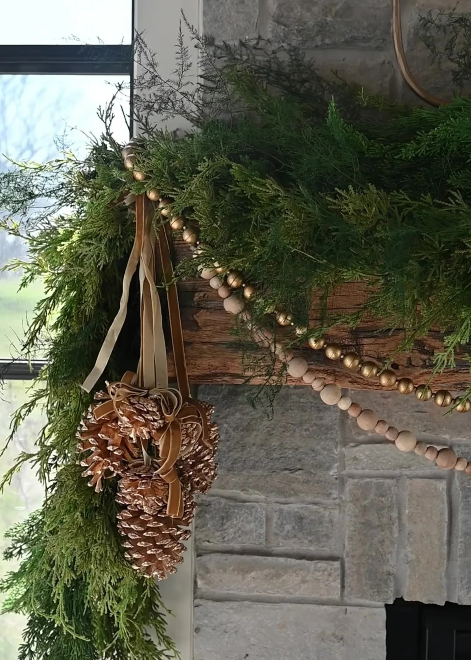 Handmade Wood Bead Garland in Gilded Gold - 72" | Afloral