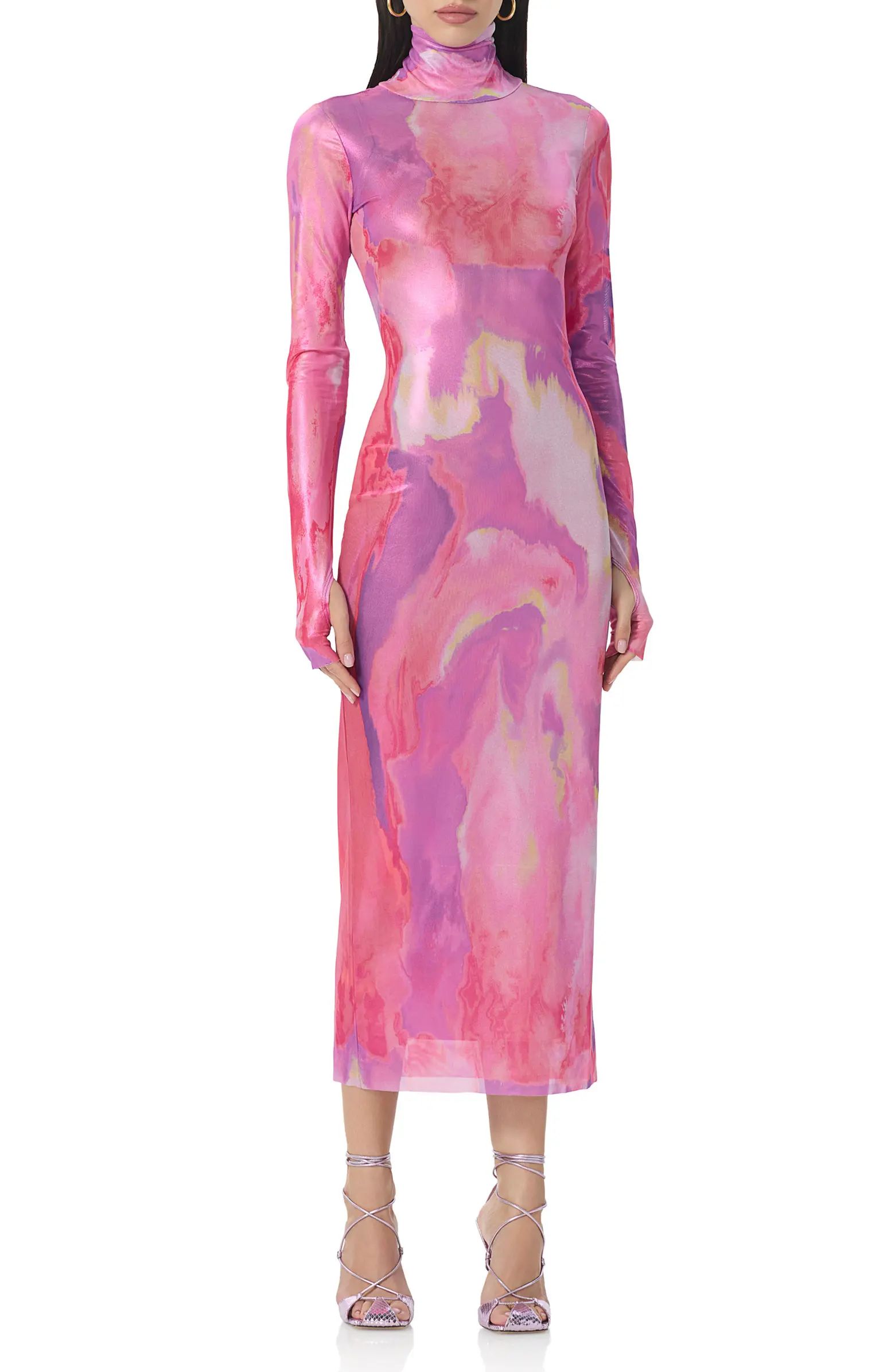 Shailene Foil Long Sleeve Dress | Nordstrom