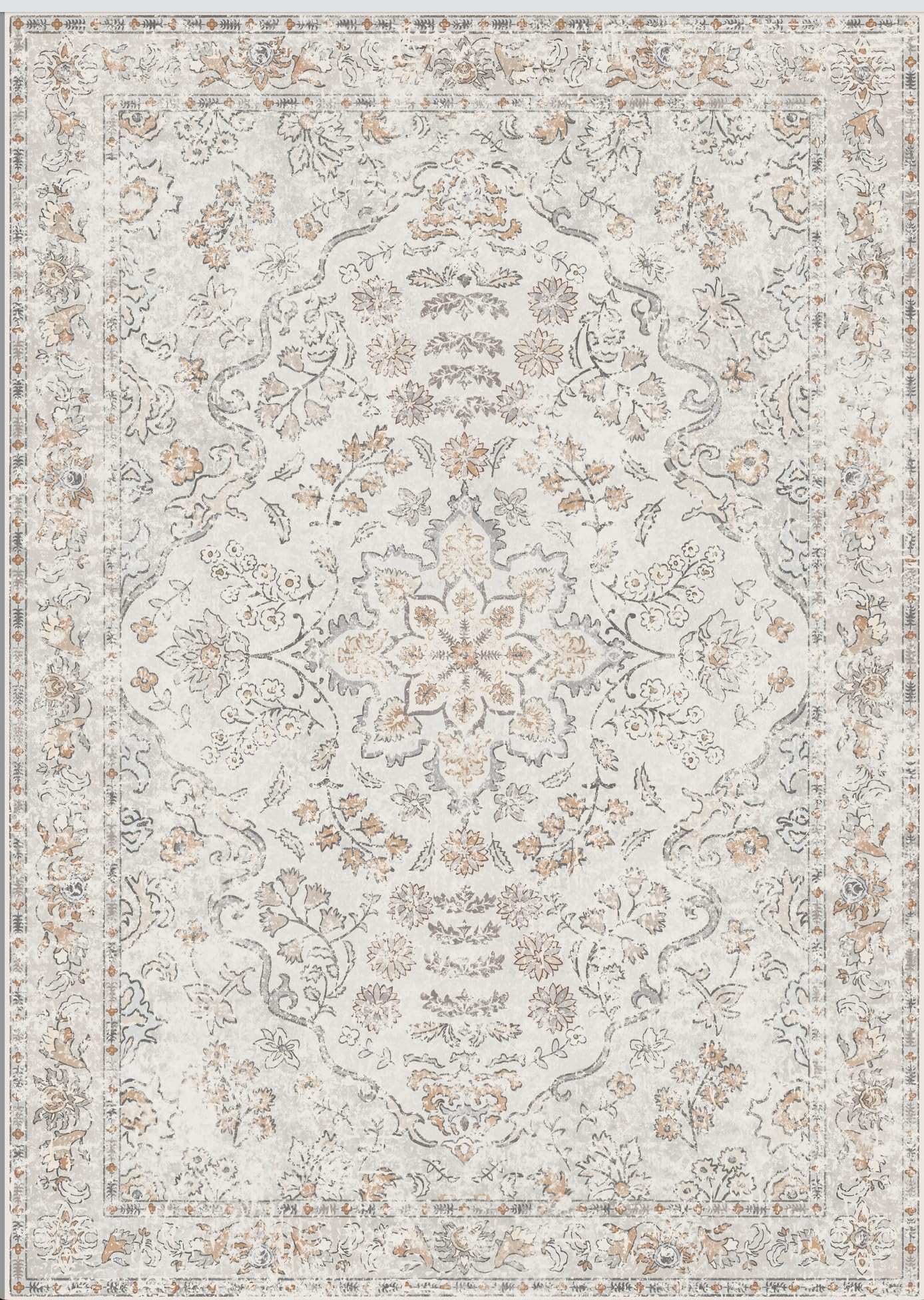 Washable 5x7 Area Rugs - 5x7 Rug Low Pile Rug Floor Carpet, Distressed Printed Area Rug Soft Area... | Amazon (US)