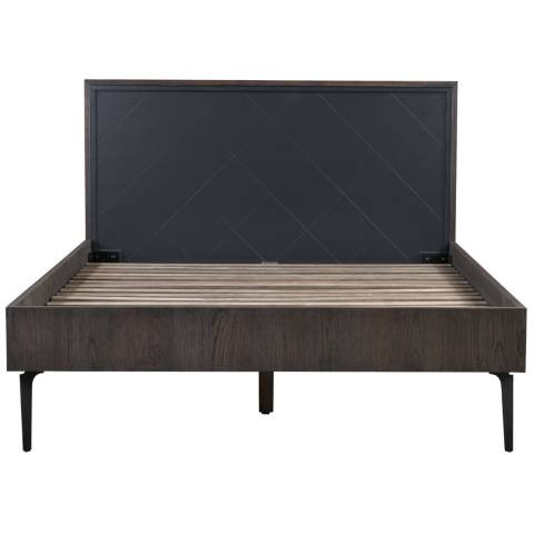 Cross Queen Platform Bed in Dark Gray Solid Oak Wood and Metal - #878V7 | Lamps Plus | Lamps Plus