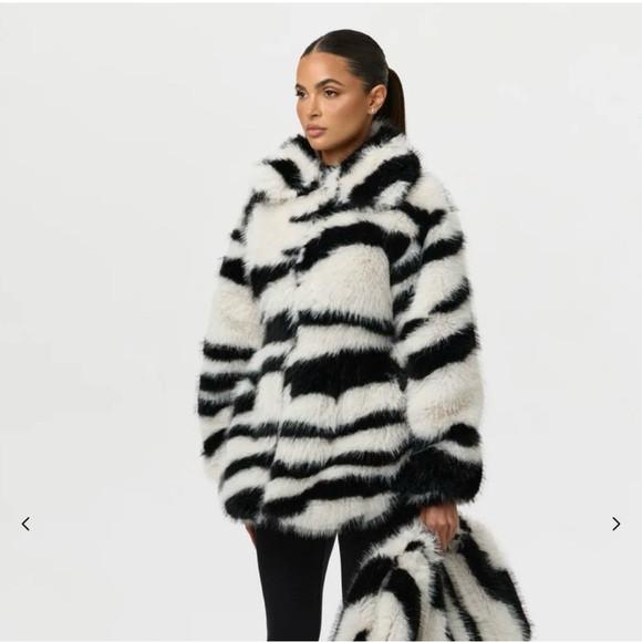 Brand New Faux Fur Zebra Coat from Naked Wardrobe | Poshmark