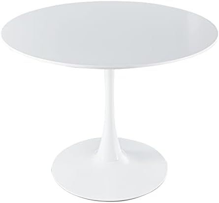 Amazon.com - FMD 42 inch White Round Dining Kitchen Table Pedestal Base Mid-Century Modern Tulip ... | Amazon (US)