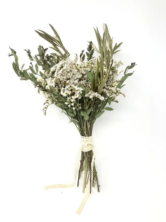 White Green Wedding Bouquet Tear Drop Eucalyptus Olive | Etsy | Etsy (US)