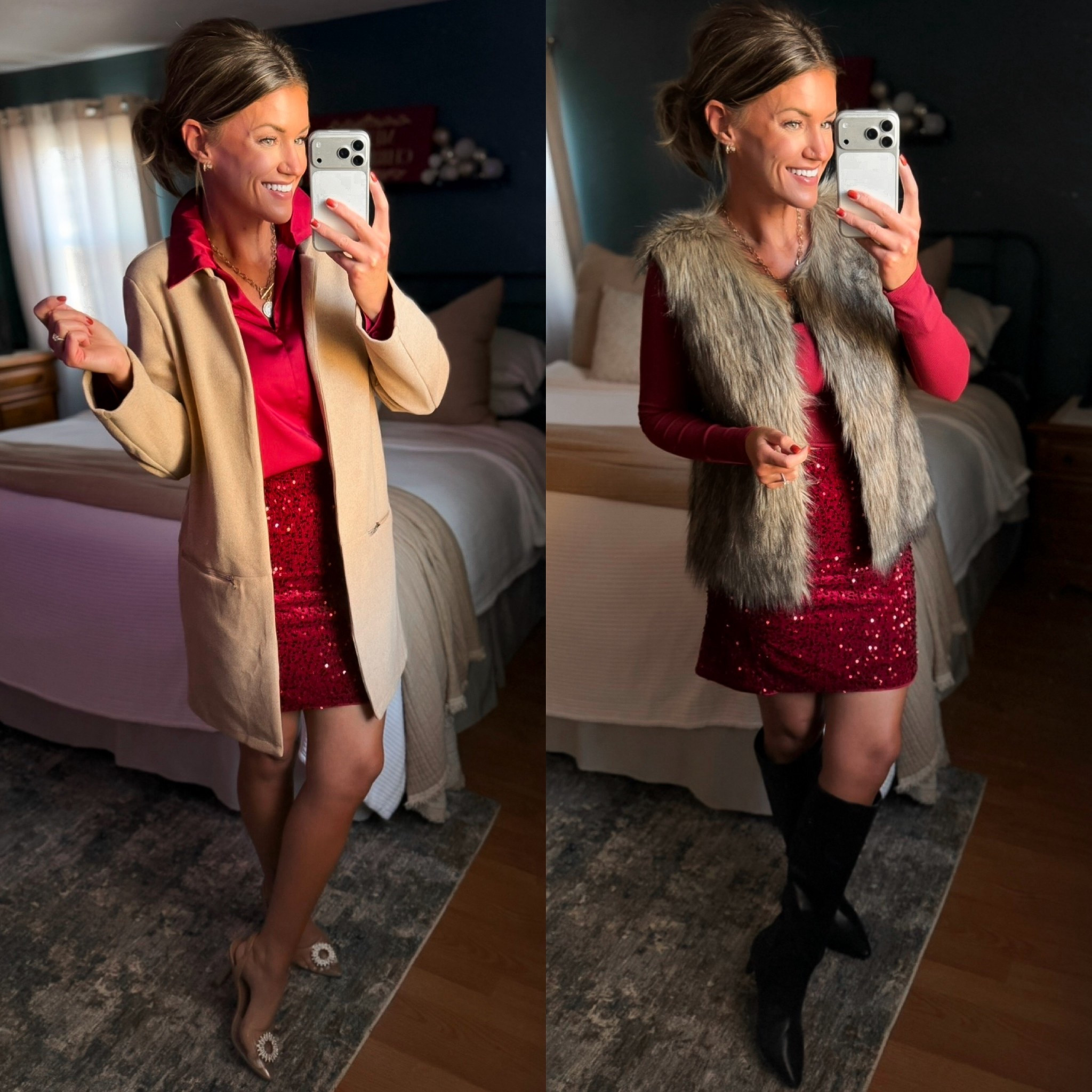 2 ways to style this sequin skirt. Both great options for your next holiday party. 
Satin top/small
Coat/small
Skirt/ medium
Vest/ medium
Long sleeve/ medium 

#LTKSeasonal #LTKStyleTip #LTKHoliday