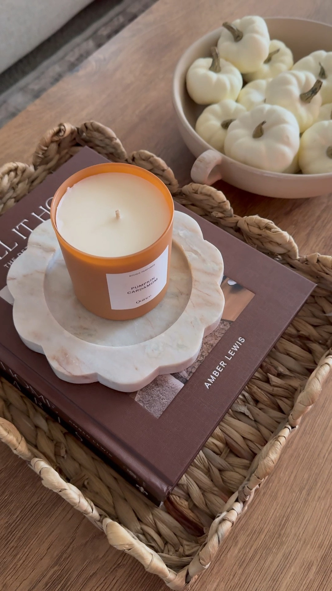 Cute and simple fall decor for the coffee table.