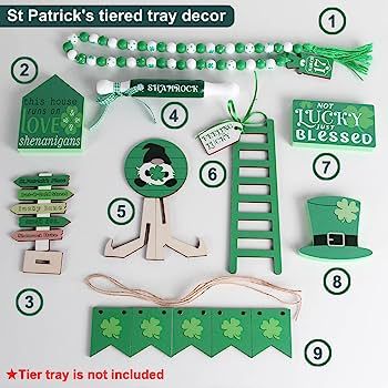 St Patricks Day Decorations, St.Patrick's Day Tiered Tray Decor, St Patricks Day Accessories Bund... | Amazon (US)