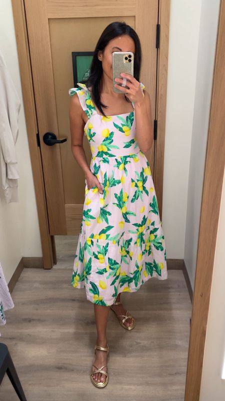Summer dress. Vacation dress. I love the lemon print!  Size down if in between. Nice material and good quality. 
Sandals comfy and good quality too. True to size  

#LTKFindsUnder100 #LTKTravel #LTKSaleAlert