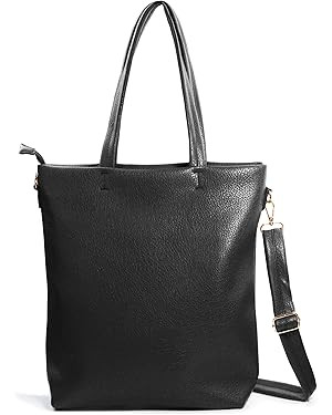 HOXIS Women's Vertical Tote Bag with Removable Shoulder Strap Vegan Leather Shoulder Handbag Satc... | Amazon (US)