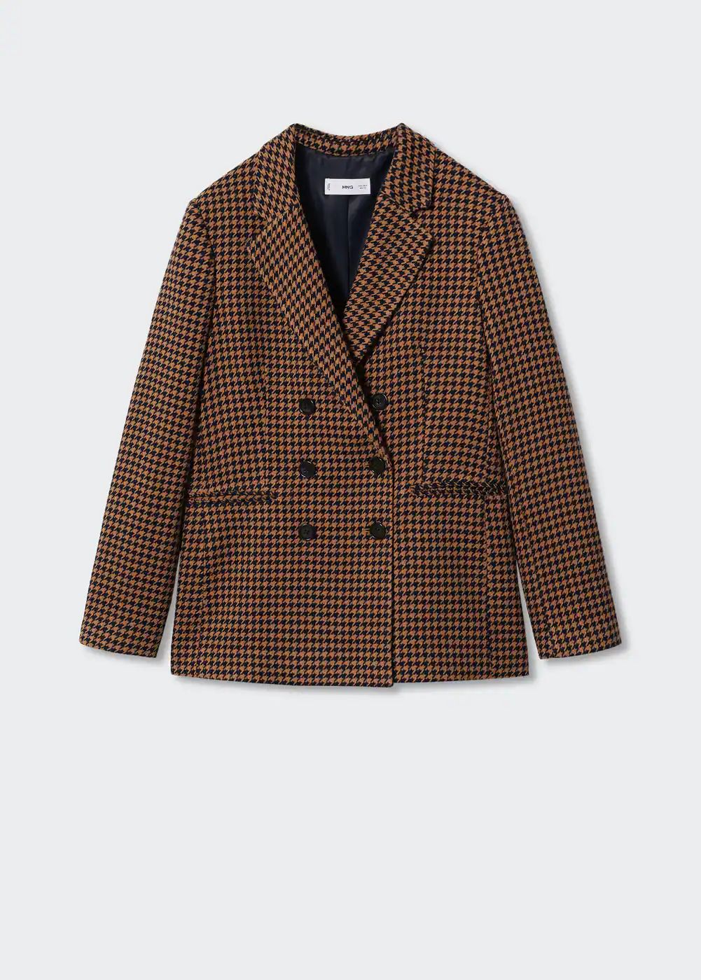 Houndstooth wool-blend blazer -  Women | Mango USA | MANGO (US)