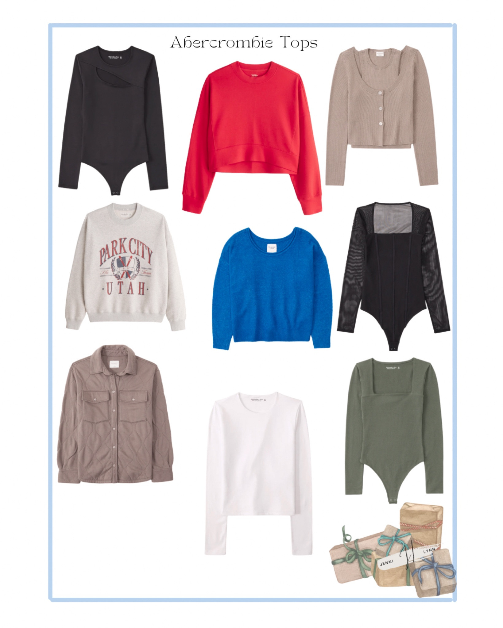 Abercrombie in app sale $25%off 
Tops; shirts; sweaters; graphic tees; bodysuits; crop tees

#LTKsalealert #LTKxAF #LTKGiftGuide