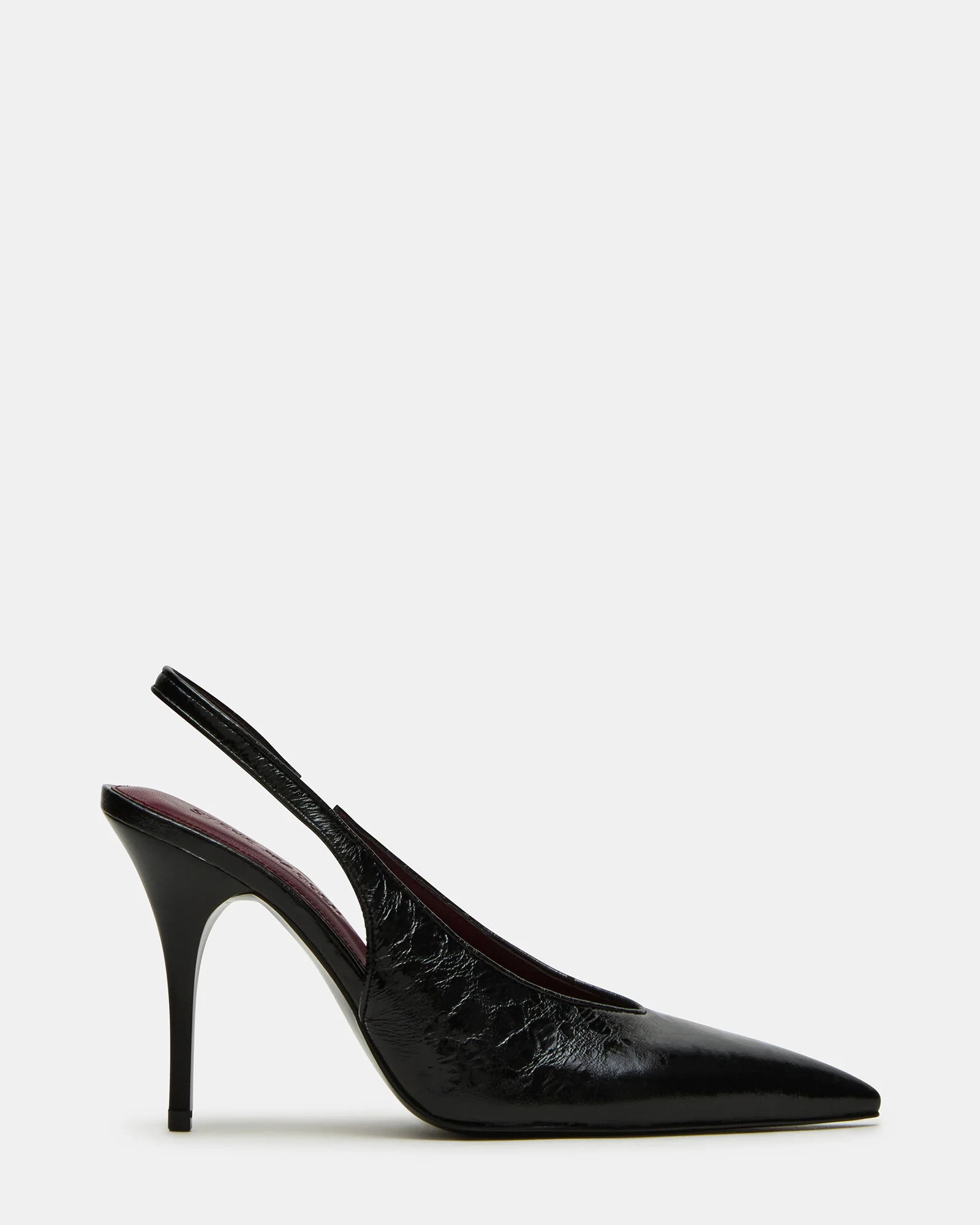 ANDROMEDA Black Leather Slingback Pointed-Toe Stiletto Pump Women's Heel | Steve Madden (US)
