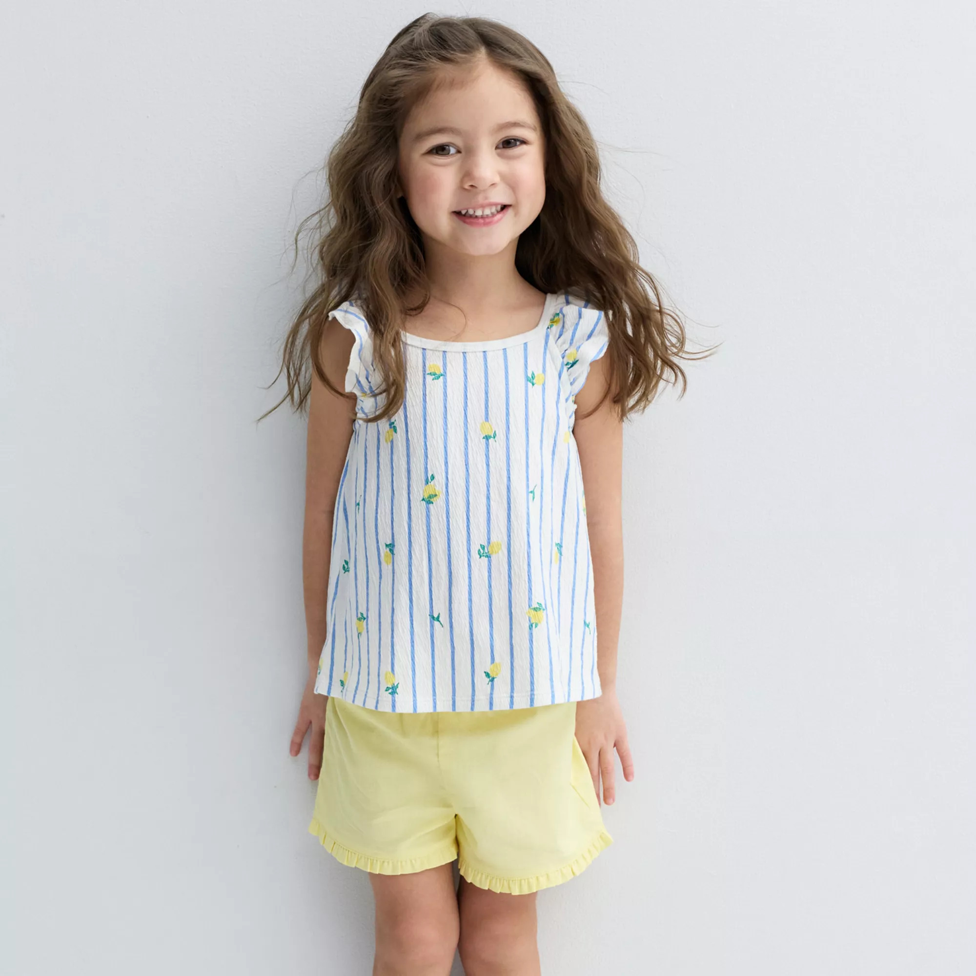 Toddler Girl Carter's 2-Piece Lemon Striped Top & Short Set | Kohl's