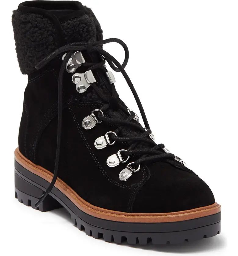 March Fisher Faux Shearling Trimmed Leather Combat Boot | Nordstrom Rack
