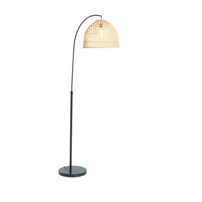 Storied Home Modern Boho Floor Lamp with Marble Base and Rattan Shade: No Assembly, UL Listed | Target