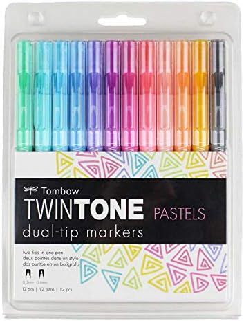 Tombow 61501 TwinTone Marker Set, Pastel, 12-Pack. Double-Sided Markers Perfect for Planners, Jou... | Amazon (US)