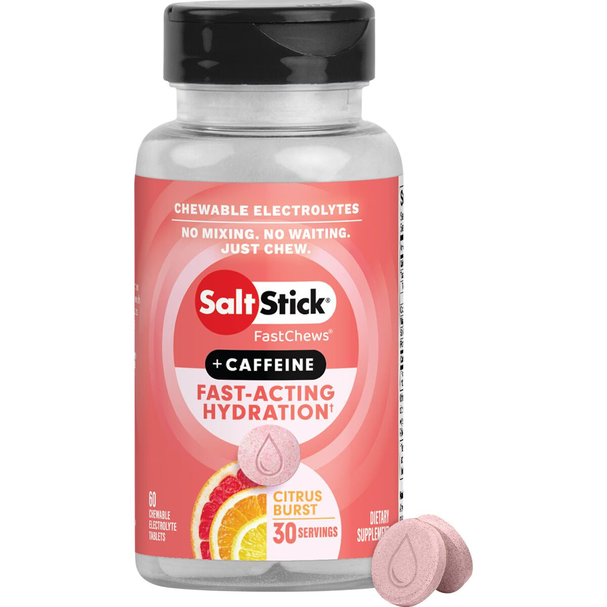 SaltStick FastChews with Caffeine - 60 Count Bottle Citrus Burst, One Size | Backcountry