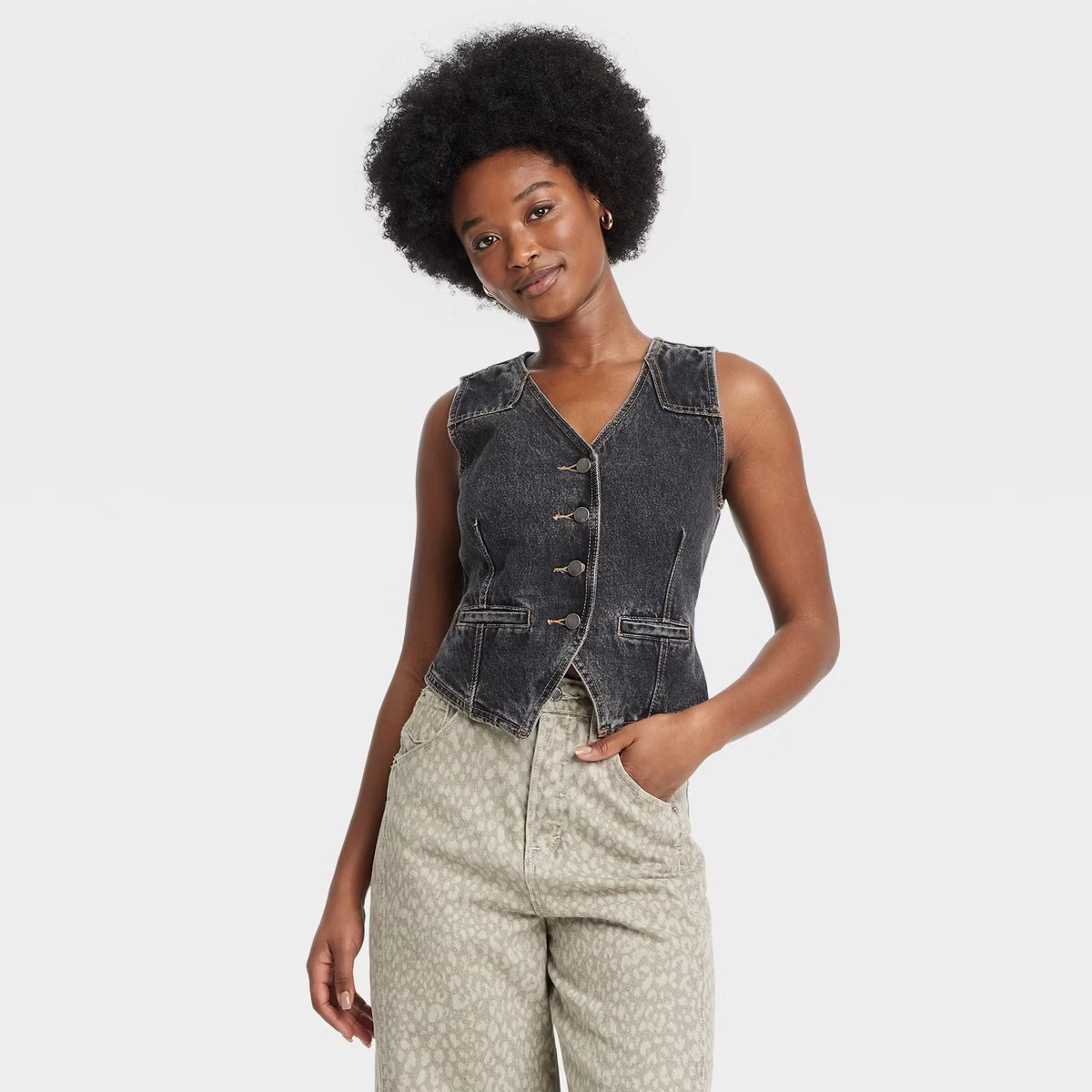 Women's Denim Vest - Universal Thread™ Black 22 | Target