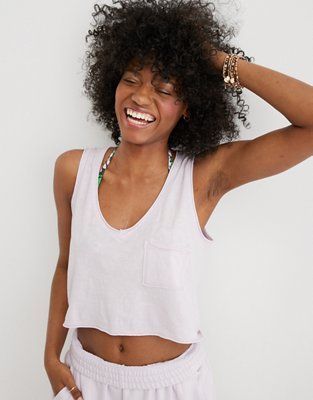 Aerie V-Neck Cropped Tank Top | American Eagle Outfitters (US & CA)