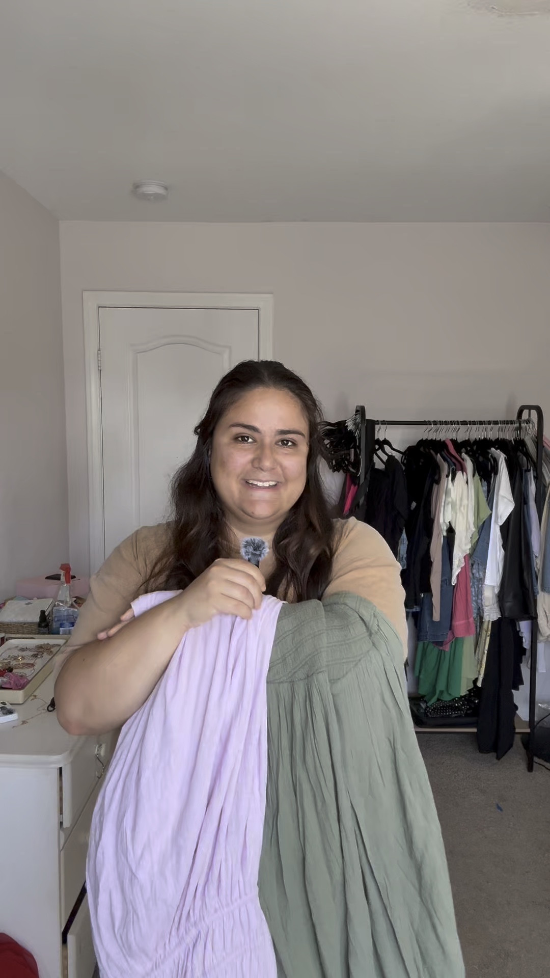Aerie and American Eagle haul, wearing size xl in green dress and large in pink/purple dresss
