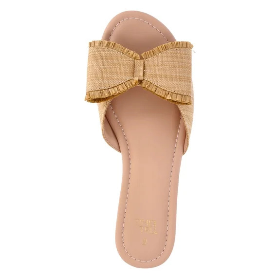 Time and Tru Women's Raffia Bow Slide Sandals - Mommy and Me | Walmart (US)
