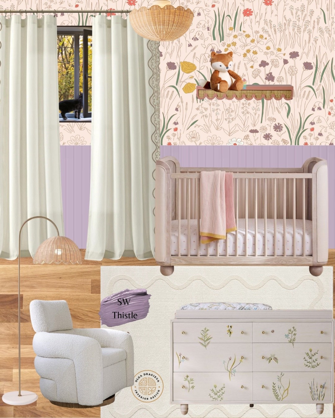 Adorable girl’s nursery mood board. I love the dresser and crib from Altuzzara’s collection for West Elm. Beautiful boucle nursery glider, affordable rug from Wayfair, scalloped curtains and shelf. #homedecor #nurserydecor #falltrends 

#LTKHome #LTKSeasonal #LTKBaby