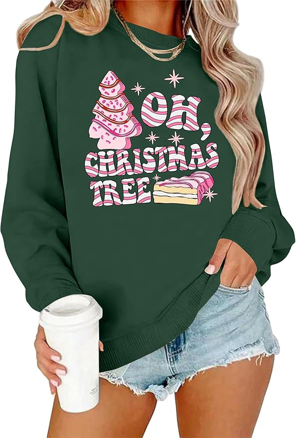 Christmas Sweatshirts for Women Merry Christmas Plaid Pullover Sweatshirts Holiday Vacation Graph... | Amazon (US)