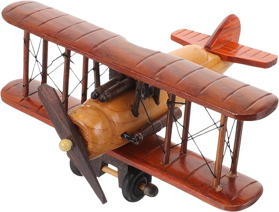 Wooden Airplane Model Vintage Plane Wooden Crafts Retro Airplane Figurine Propeller Airplane Deco... | Amazon (US)