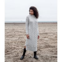Grey Turtleneck Dress For Women, Gray Knitted Ankle Length Dress, Clothing Knit Wool Cable Knit, Long Sweaterdress, Winter | Etsy (US)