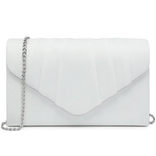Dasein Women's Evening Bag Pleated Envelope Clutch Handbag Wedding Party Bridal Purse (1-Velvet White) | Amazon (US)